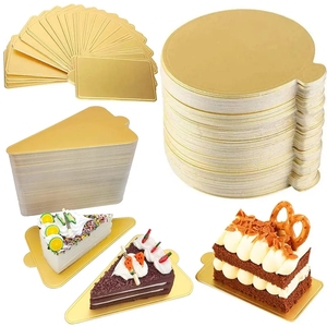 100pcs/set Golden Silver Mousse Mat Cake Base Boards Paper Board Shape <strong>Dessert</strong> <strong>Tray</strong> - Product Image 1