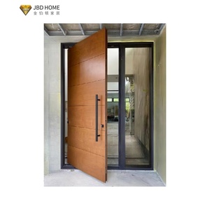 Porta d'Ingresso Pivotante <span class=keywords><strong>in</strong></span> Legno Massiccio e Alluminio con <span class=keywords><strong>Vetro</strong></span>, Senza Telaio, per Esterni, Ignifuga, Garanzia 5 Anni, per Ingressi Moderni - Product Image 1
