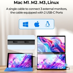 Moniteur à triple écran 15.6 "FHD IPS écran tactile moniteurs pour ordinateur portable 360 Rotation USB-C Triple écran Android Plug Play nouveau - Product Image 3