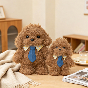 Peluche Personalizzato Cane <span class=keywords><strong>Barboncino</strong></span> Marrone con Colletto e Cravatta per Boutique di Articoli per Animali e Negozi di Regali - Product Image 3