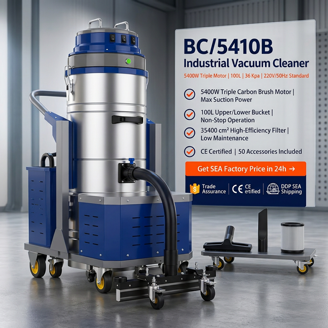 5410B Cleaning Dust Coarse Dirt 100L 5400W 220V High Power Heavy Duty Wet Dry Industrial Vacuum Cleaner