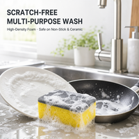 Éponge de cuisine double face en polyester, non abrasive, pour la vaisselle, personnalisable OEM, multicolore, durable, pour la maison