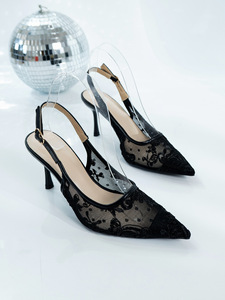 Nouvelles Chaussures à Talons Hauts 2026 en Dentelle et Résille Ouverte, à Bout Pointu et Talon Fin Ultra-Mince, Bout Carré - Product Image 5