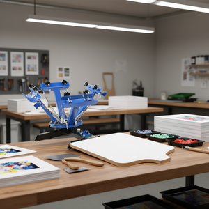 Prensa de serigrafía de 1 estación y 4 colores, 450x550 mm, soporte ajustable, operación manual para serigrafía - Product Image 2