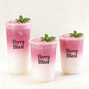 Gobelets à milkshake et smoothie en plastique transparent avec couvercles, fabriqués en Chine - Product Image 1