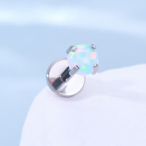 Toposh Classic Parel Oorbellen Zilver Bezel Setting <span class=keywords><strong>Labret</strong></span> Met Interne Draad Zirkoon Lichaam Sieraden Voor Kraakbeen Lip <span class=keywords><strong>Piercing</strong></span> - Product Image 3