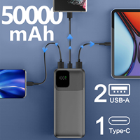 Batterie externe 50000mAh 65W Grande capacité Super charge rapide PD 65W 20W Chargeur de batterie externe pour iPhone 15 14