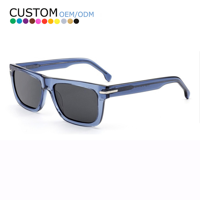 Wholesale Vintage Trendy 2024 Handmade Custom Logo Square High Quality Polarized Acetate Sunglasses