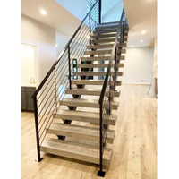 Escalier moderne de qualité supérieure DB à double poutre pour intérieur, avec marches en bois apparentes, escalier à double mono-stringer pour villa