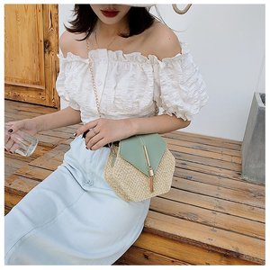 2025 nuova moda borsa a tracolla da donna a spalla singola colore puro con cerniera a catena intrecciata in <span class=keywords><strong>paglia</strong></span> di <span class=keywords><strong>lino</strong></span> abbina tutti gli stili - Product Image 6