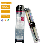 Boîtes cadeaux pliables en plastique transparent recyclé pour pinceaux à cheveux et à maquillage avec gaufrage, tailles personnalisables