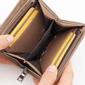 New Business Real Leather Multi Card <b>Small</b> Folding Card Holder Bifold <b>Wallet</b> With Zipper - Product Image 4