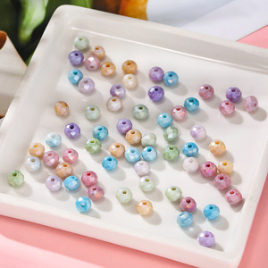 Perles en verre cristal 6mm, rondes et plates, couleur bonbon, pour la fabrication de bracelets, accessoires de bijoux DIY - Product Image 1
