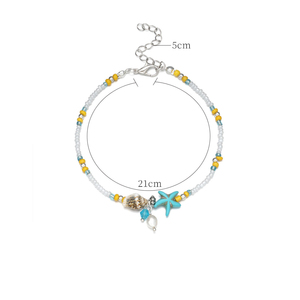 Pulsera de Tobillo <span class=keywords><strong>Tejida</strong></span> con Cuentas de Vidrio, Perlas y Estrellas de Mar Estilo Bohemio para Mujer GAB003 - Product Image 5
