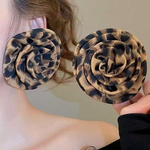 Fabric Leopard Print Flower <strong>Stud</strong> <strong>Earrings</strong> Exaggerated and Unique Style <strong>Earrings</strong> and Pendants, Niche Design Sense <strong>Earrings</strong> LJ-002 - Product Image 2
