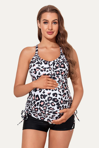 <span class=keywords><strong>Maillot</strong></span> <span class=keywords><strong>de</strong></span> <span class=keywords><strong>bain</strong></span> <span class=keywords><strong>de</strong></span> <span class=keywords><strong>grossesse</strong></span> deux pièces imprimé léopard personnalisé en gros, tankini avec haut <span class=keywords><strong>de</strong></span> <span class=keywords><strong>maillot</strong></span> froncé sur les côtés et short, OEM - Product Image 4