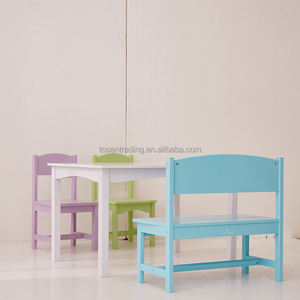 Juego de Mesa de Madera Moderno para Niños, con Banco y Dos Sillas, para Estudio y Juego, Seguro y Educativo - Product Image 2