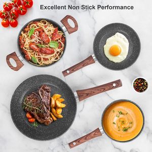Wholesale Nonstick Pots and Pans <b>Set</b>, Granite <b>Cookware</b> <b>Set</b>, 8-piece Nonstick <b>Cookware</b> <b>Set</b> With <b>Induction</b> Base - Product Image 5
