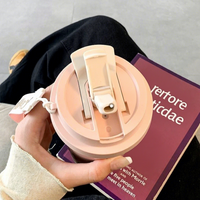 Mug à café isotherme en acier inoxydable de 500 ml (17 oz) avec couvercle hybride à bec verseur et paille, tasse de voyage isolée sous vide avec motifs vibrants