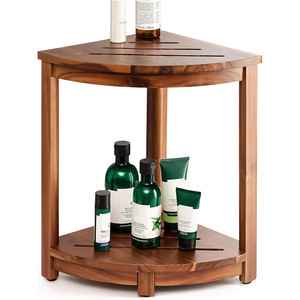 Wooden <b>Bathroom</b> <b>Stool</b> Corner Shower Seat Space Saving Minimalist Design For Bath And Shower Use - Product Image 1