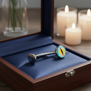Anillo <span class=keywords><strong>de</strong></span> Piercing para <span class=keywords><strong>Ombligo</strong></span> Unisex <span class=keywords><strong>de</strong></span> Aleación <span class=keywords><strong>de</strong></span> Titanio ASTM F136 G23 con Borde Envolvente y Diseño Flotante <span class=keywords><strong>de</strong></span> Ojo <span class=keywords><strong>de</strong></span> <span class=keywords><strong>Gato</strong></span> con Gota <span class=keywords><strong>de</strong></span> Aceite - Product Image 5