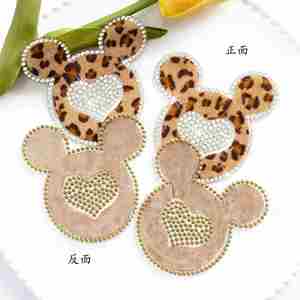 แผ่นปะรูปหัวหนูลายเสือดาวน่ารัก ประดับด้วยเพชรเทียม รีดติดได้ สำหรับตกแต่งรองเท้า กระเป๋า เสื้อผ้า หมวก - Product Image 4