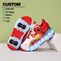 Chaussures à roulettes à quatre roues avec logo personnalisé pour enfants patins à roues alignées lumineux avec transfrontalier durable et léger pour les enfants