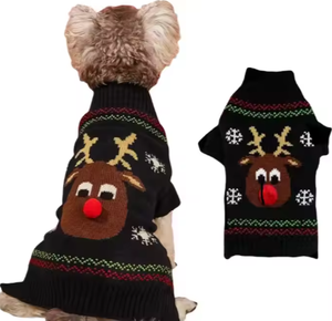 <span class=keywords><strong>Pull</strong></span> ajusté pour <span class=keywords><strong>chien</strong></span> et chat, motif faon nez rouge, 100 % coton écologique, imprimé mignon, collection Hiver 2026 - Product Image 1