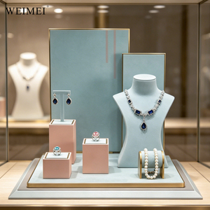 WEIMEI Mint Green Pink <b>Necklace</b> Bust <b>Ring</b> Earring Bracelet Holder Boutique Luxury Retail Jewelry Counter Display Stand - Product Image 1