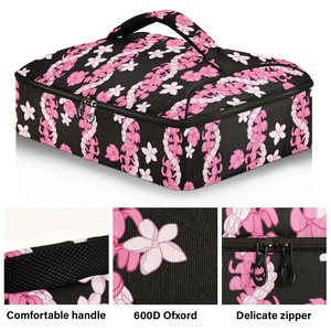 Bolsa Térmica Porta Alimentos Personalizada con Diseño de Flores de Puakenikeni Hawaianas para Promociones Profesionales, Ideal para Entrega de Comida y Pizza - Product Image 2