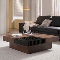 GEDO Mobilier de salon Table basse carrée Table basse en bois nordique de style moderne avec rangement