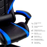 Chaise de jeu entièrement personnalisée avec rembourrage, pivotante à 135 degrés, en cuir écologique bleu, avec réglage de la hauteur et de l'inclinaison