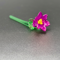 Décoration florale en verre violet, fleur en cristal faite à la main, accessoire de bureau au design moderne, pièce unique