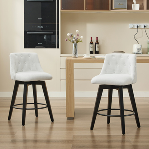 Modern Style Fabric Bar <b>Stool</b> Black Leg Contemporary Indoor Home Hotel Living Room Kitchen Design Wood Frame Set of 2 - Product Image 3