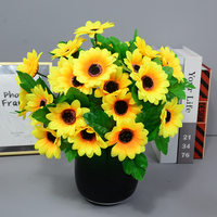 Tournesol artificiel de qualité supérieure sept têtes de décoration de jardin en soie fleurs tournesol artificiel