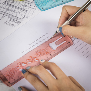 Linh Hoạt PVC 15Cm <span class=keywords><strong>6</strong></span> Inch Nhựa Thẳng Cai Trị Mẫu Stencil 2 Trong 1 Inch Và Cm Linh Hoạt Cai Trị - Product Image 2