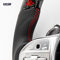 Volant sport en fibre de carbone avec décoration argentée pour Mercedes-Benz W204 W205 W167 W212 W213 W221 W222 Plug & Play