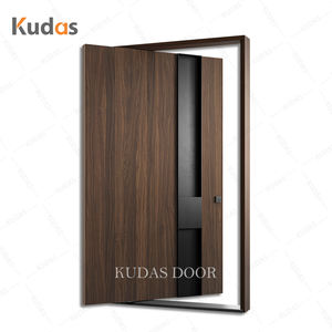 Haupteingang Außen Walnuss Massivholz Große Haustür Einzel aluminium Moderne Vordere ingang Holz Drehtür - Product Image 2