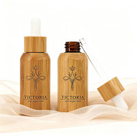Flacon en verre haut de gamme pour huile de bambou 15ml 30ml avec col en bambou et pipette, pour sérum cils et sourcils, soin après tatouage, huile essentielle SPA visage