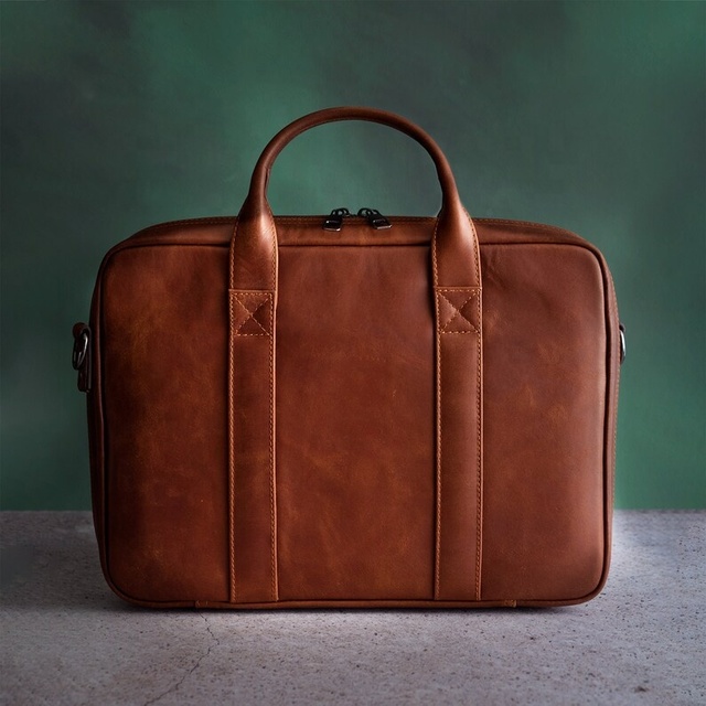Vintage 15.6 Inch Waterproof Leather Laptop Briefcase Luxury Mens Messenger Bag for Office or College Black or Brown