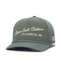 Topi Laser 5 Panel Bahan Anti Air Laris Manis dengan Logo Bordir dan Tali Putih untuk Pernikahan