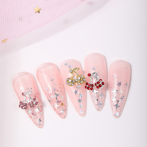 Breloques pour ongles en forme de cerise, rouge, rose, strass, alliage argenté et doré, décorations 3D en forme de fruit à dos plat pour l'art des ongles et les loisirs créatifs - Product Image 4