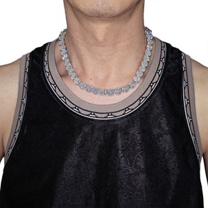 Collier ras du cou en argent 925 avec moissanite, chaîne tennis hip-hop, plaqué or 18 carats, certifié, passe le testeur, cadeau unisexe - Product Image 2