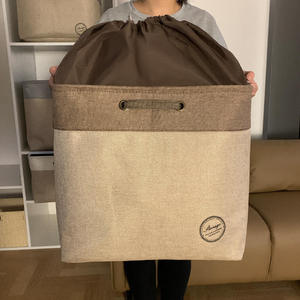 Panier de rangement pliable de grande taille de haute qualité avec poignées, moderne, pour la maison, le bureau, la chambre, l'organisateur de vêtements pour un rangement efficace - Product Image 4