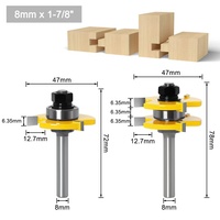 L-N159 Lot de 2 fraises à rainurer et à tenonner 1/4*1-7/8''- 1/2 pouce 12mm pour le travail du bois