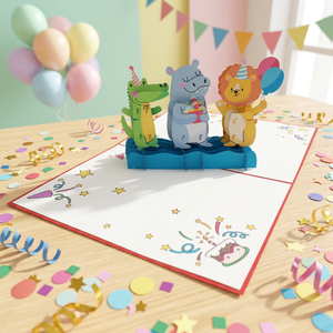 Meilleures ventes : Cartes animales 3D Pop art artisanales et écologiques, thème dessin animé, pour anniversaire, logo personnalisé, cadeaux de bienvenue et de remerciement en papier (Vietnam) - Product Image 5