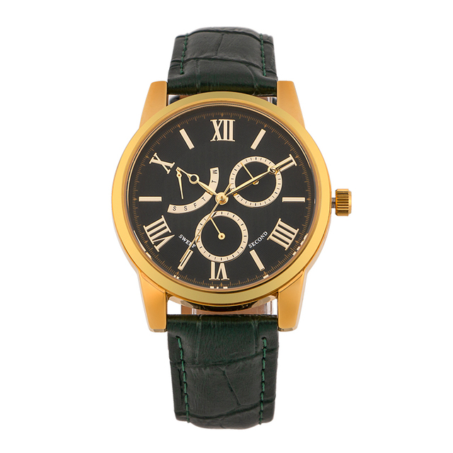 Custom Your Branded Logo Watch Quartz Sweep Second Leather Wrist Watch OEM