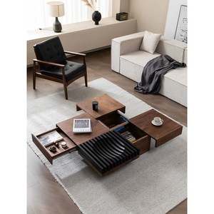 Modern <b>Walnut</b> <b>Coffee</b> <b>Table</b> With Storage Black <b>Walnut</b> Wood Living Room Furniture Solid Wood Minimalist Design - Product Image 2
