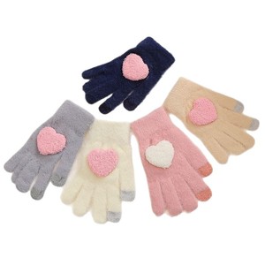 Gants d'hiver mignons pour femmes, tricotés avec motif de cœur, compatibles avec les écrans tactiles, chauds, épais, à cinq doigts, doux, pour les trajets domicile-travail et le cyclisme - Product Image 5