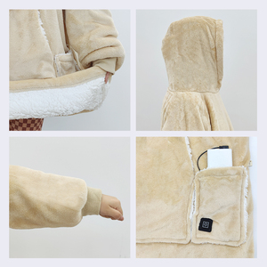 Manta con capucha de punto térmica extragrande de lujo, de forro polar Sherpa súper suave, tipo manta ponible para <span class=keywords><strong>cama</strong></span> y sofá, plegable personalizada, de alta resistencia, cuatro en uno - Product Image 4